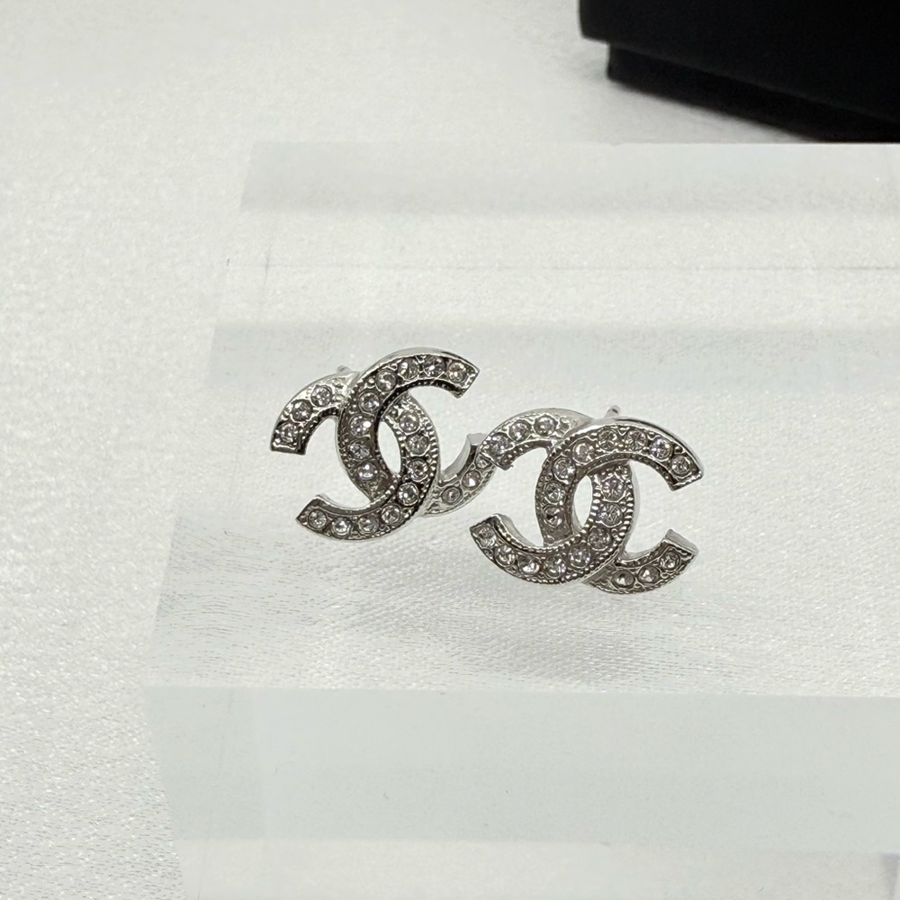 CHANEL Classic CC Silver Mini Stud Earrings